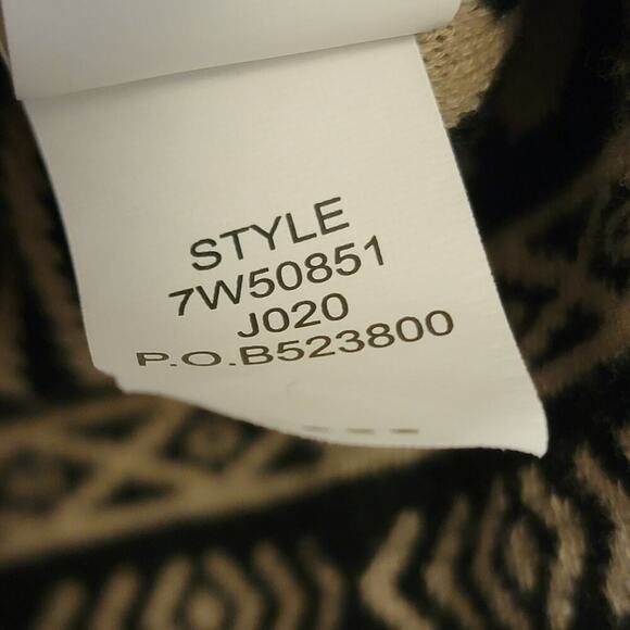 Lucky Brand Boho Thin Cardigan Sweater Southwestern Black Tan Waterfall M #409 - Picture 12 of 14